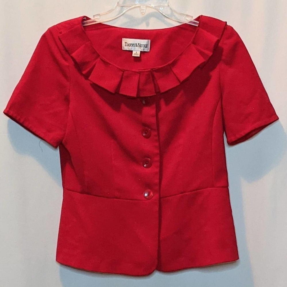 Danny & Nicole Short Sleeve Ruffle Collar Shirt